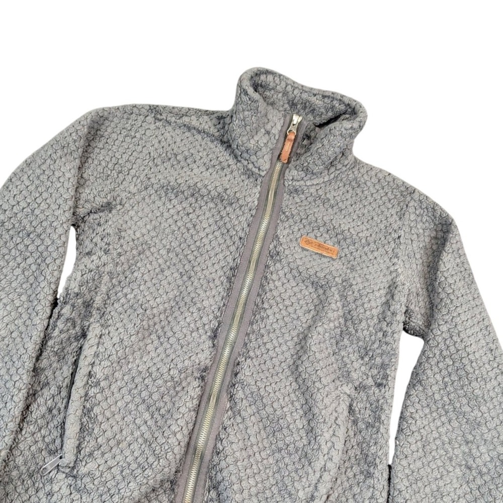 Columbia Womens Gray Honeycomb Textured Full Zip Fleece‎ Jacket Size S AL1086